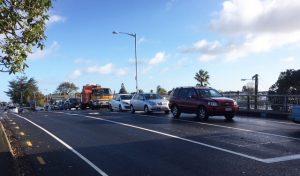 Traffic queues at the Mt Albert village